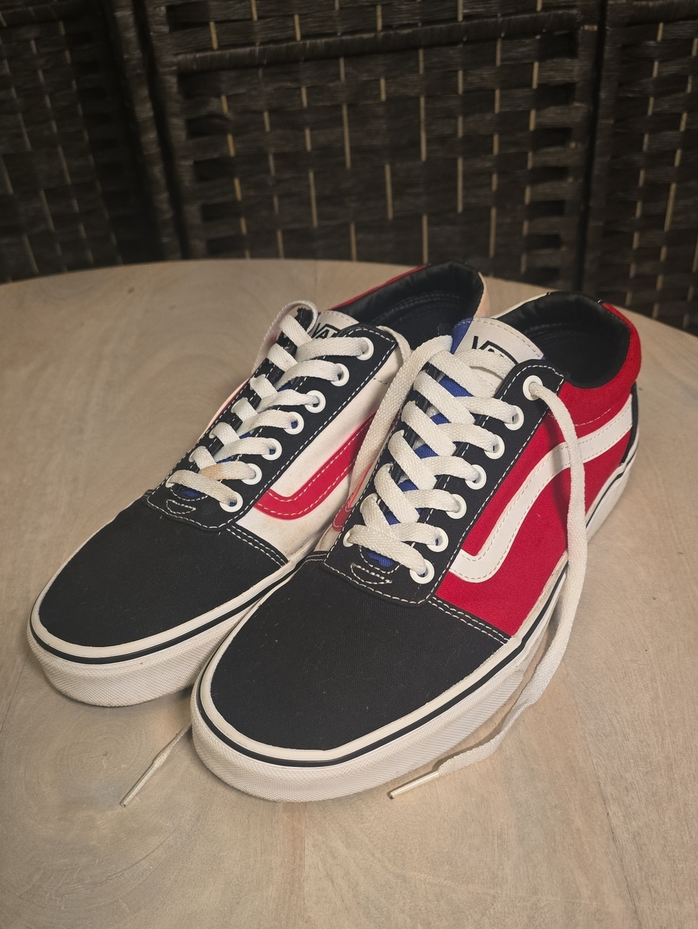 Vans Ward Color Block Sneakers Men's Size 11 Red Blue Black White Low Top